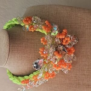 Green and Orange Floral Necklace